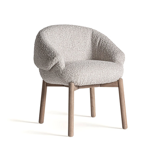 Scaun dining bej din poliester boucle Jacquard