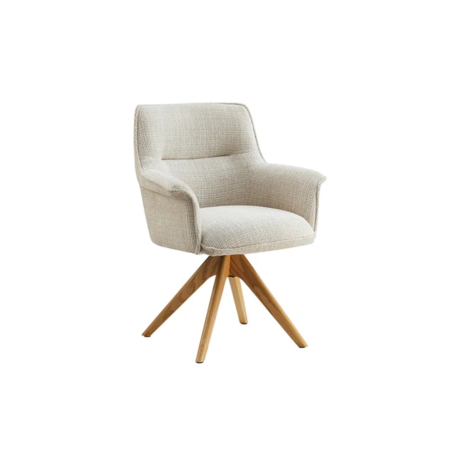 Scaun dining bej rotativ din chenille Le Grand