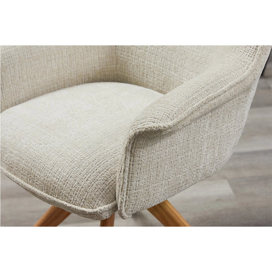 Scaun dining bej rotativ din chenille Le Grand