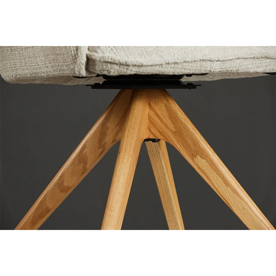 Scaun dining bej rotativ din chenille Le Grand