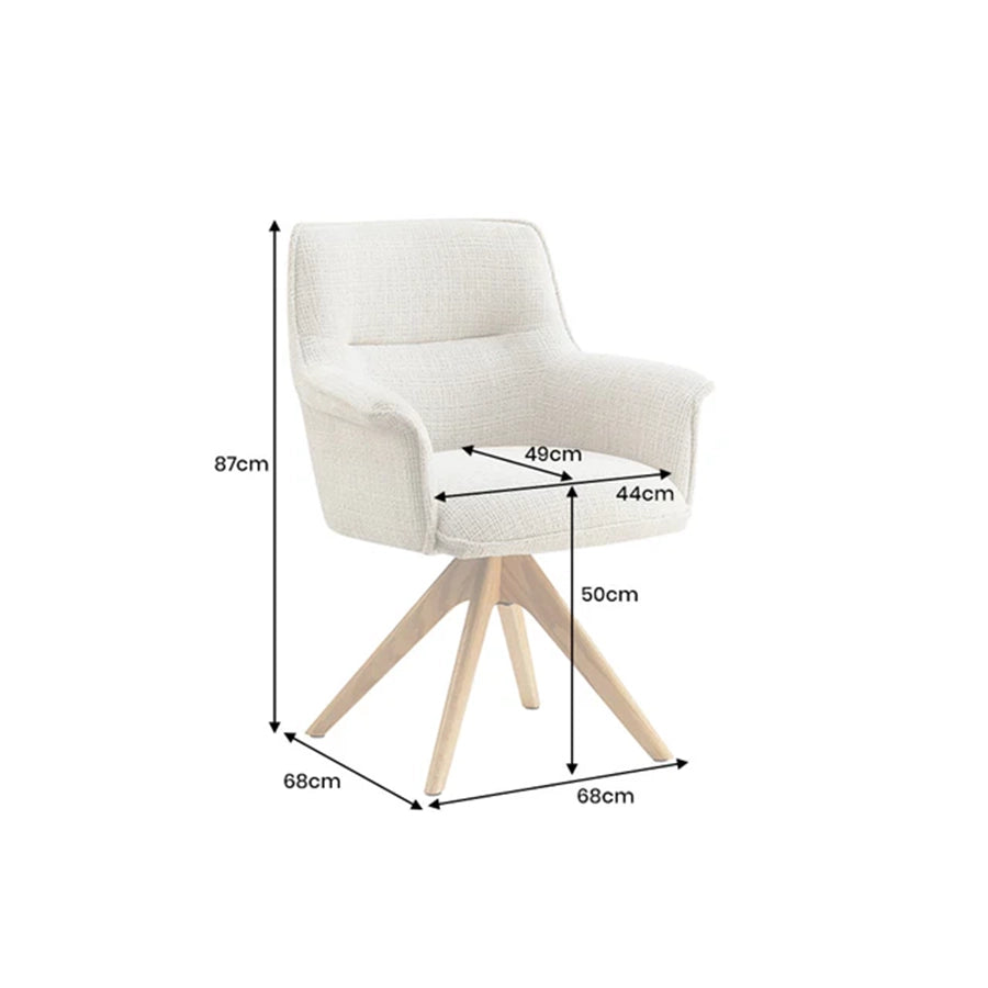 Scaun dining bej rotativ din chenille Le Grand