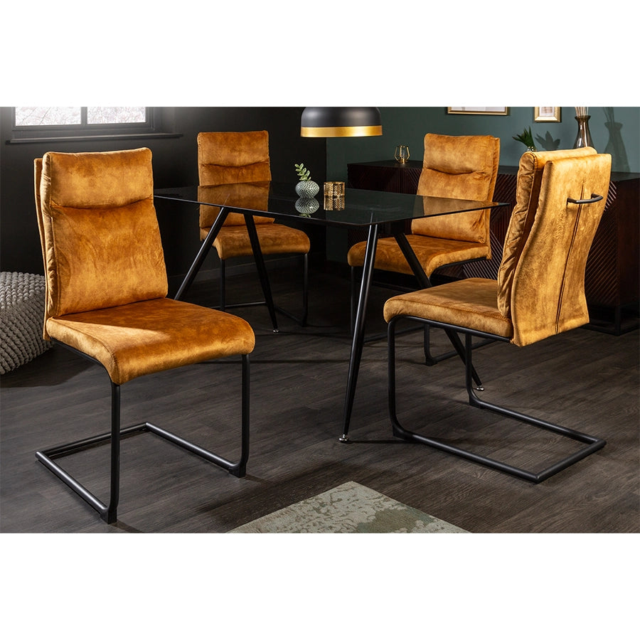 Scaun dining galben din catifea Comfort Poetic