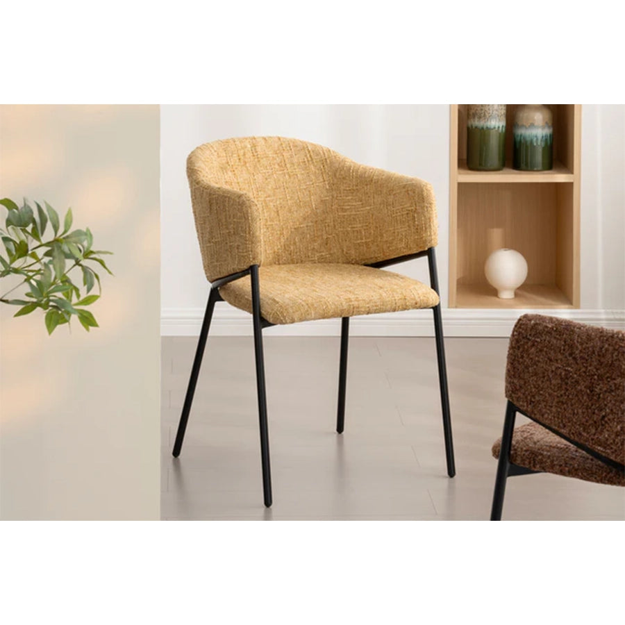 Scaun dining galben mustar din poliester Noblesse