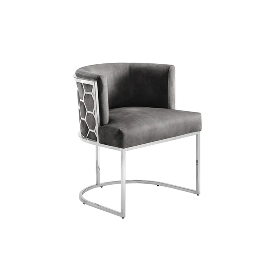 Scaun dining gri din catifea Elegance