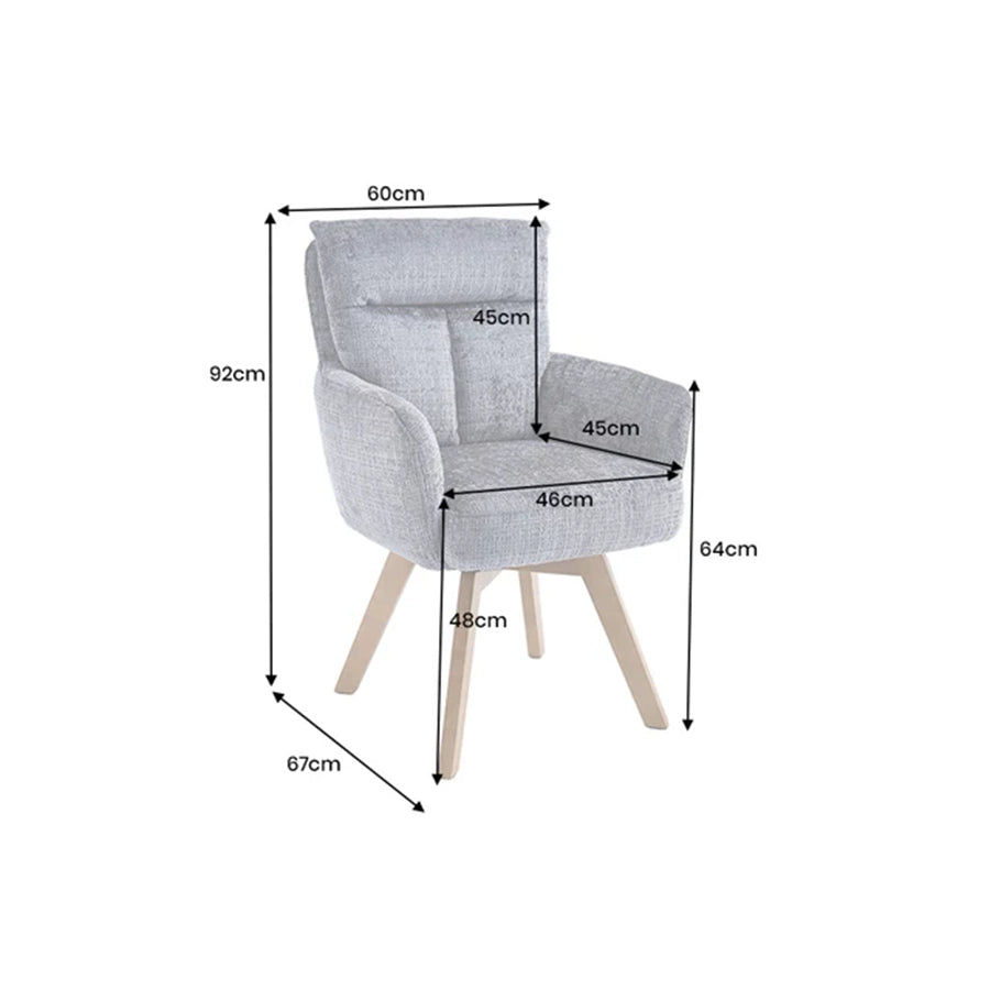 Scaun dining gri rotativ din chenille Big George