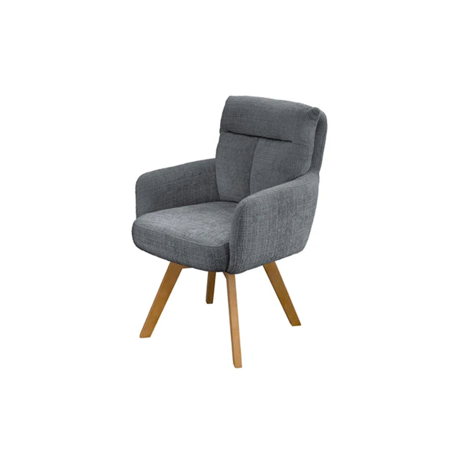 Scaun dining gri rotativ din chenille Big George