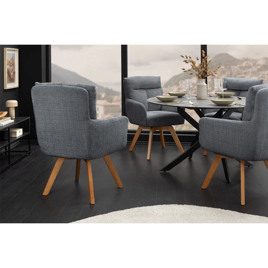 Scaun dining gri rotativ din chenille Big George