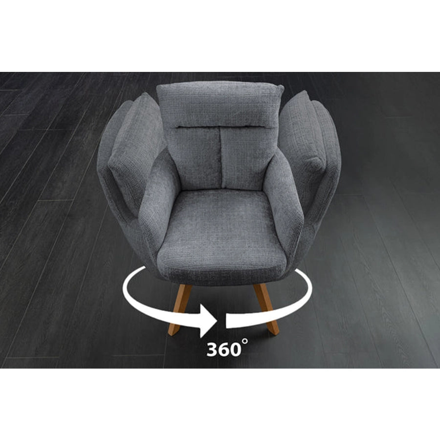 Scaun dining gri rotativ din chenille Big George