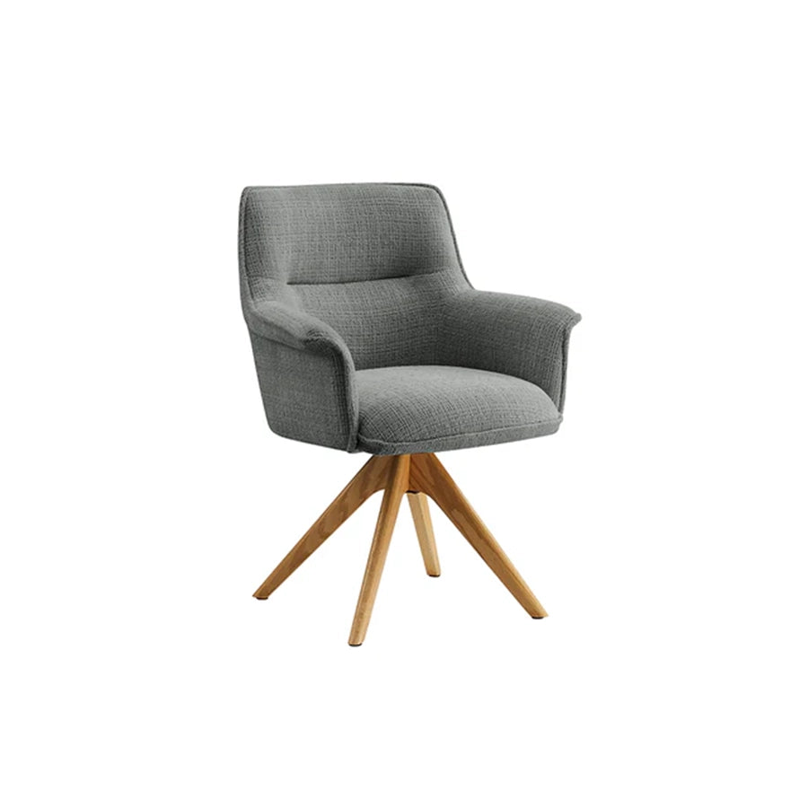 Scaun dining gri rotativ din chenille Le Grand