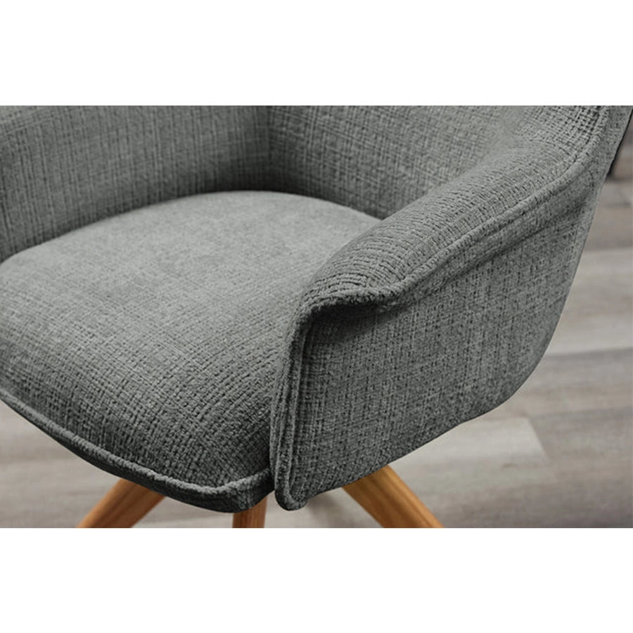 Scaun dining gri rotativ din chenille Le Grand