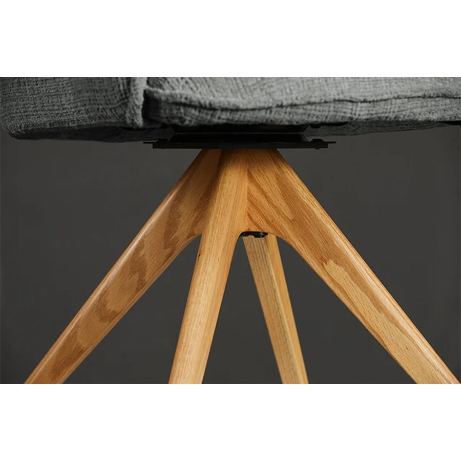 Scaun dining gri rotativ din chenille Le Grand