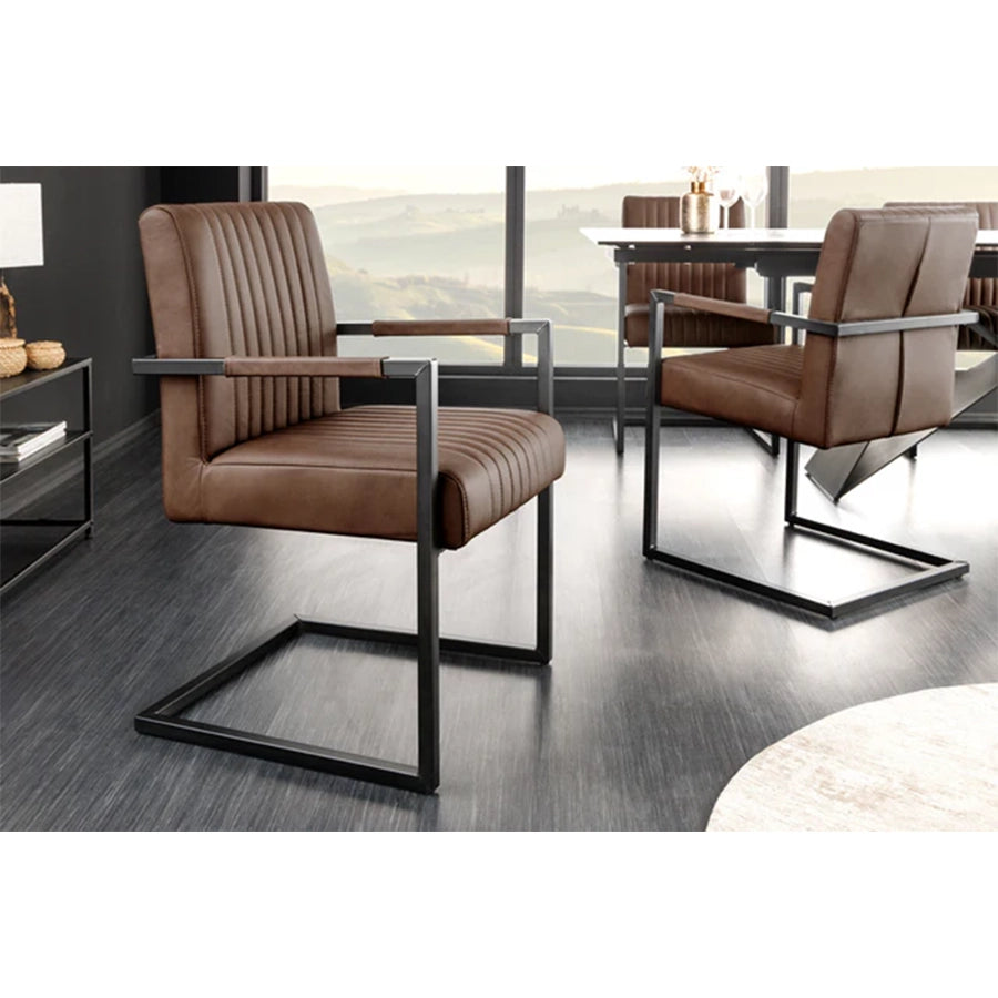 Scaun dining maro din piele Big Aston