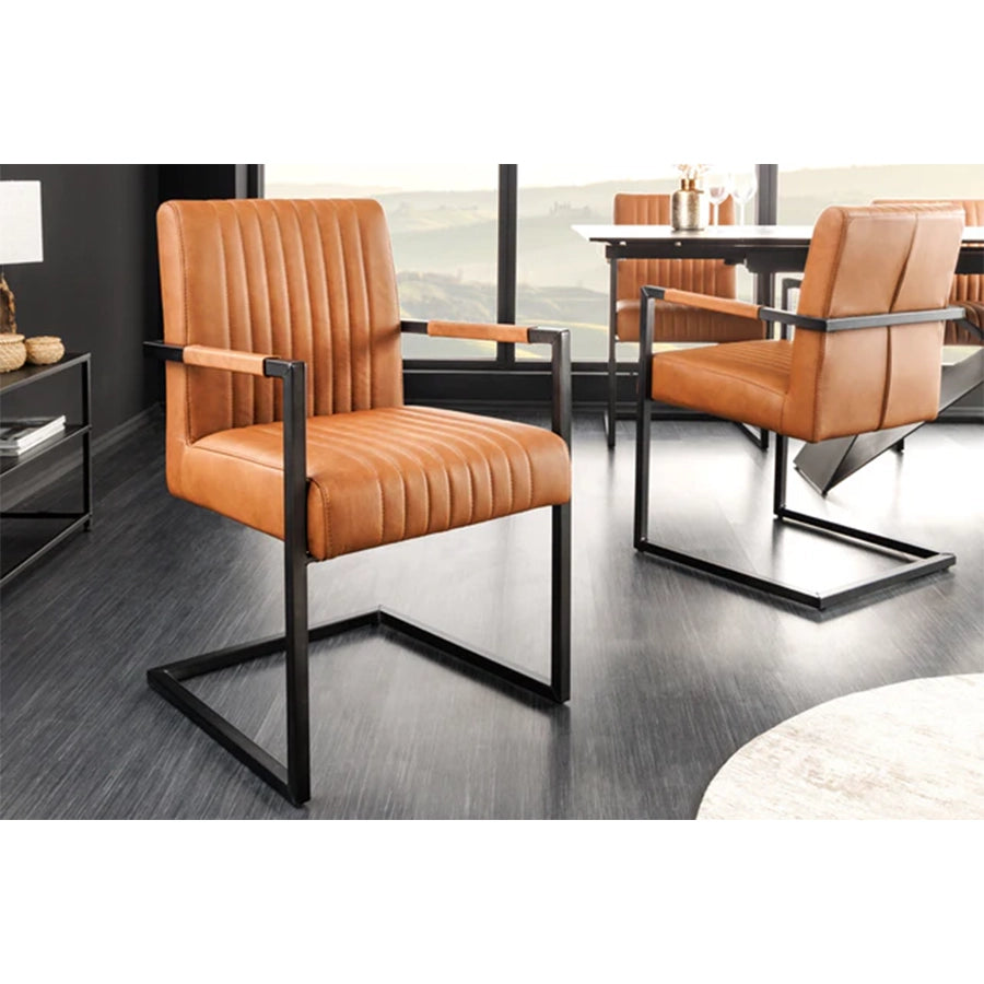 Scaun dining maro din piele Big Aston