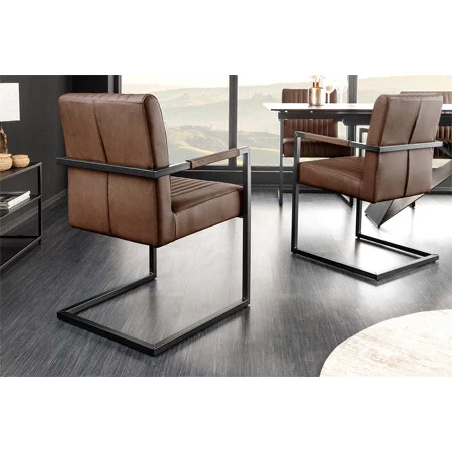 Scaun dining maro din piele Big Aston