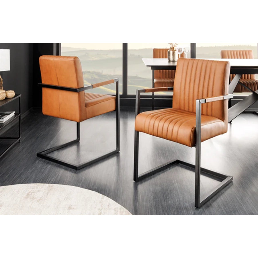 Scaun dining maro din piele Big Aston