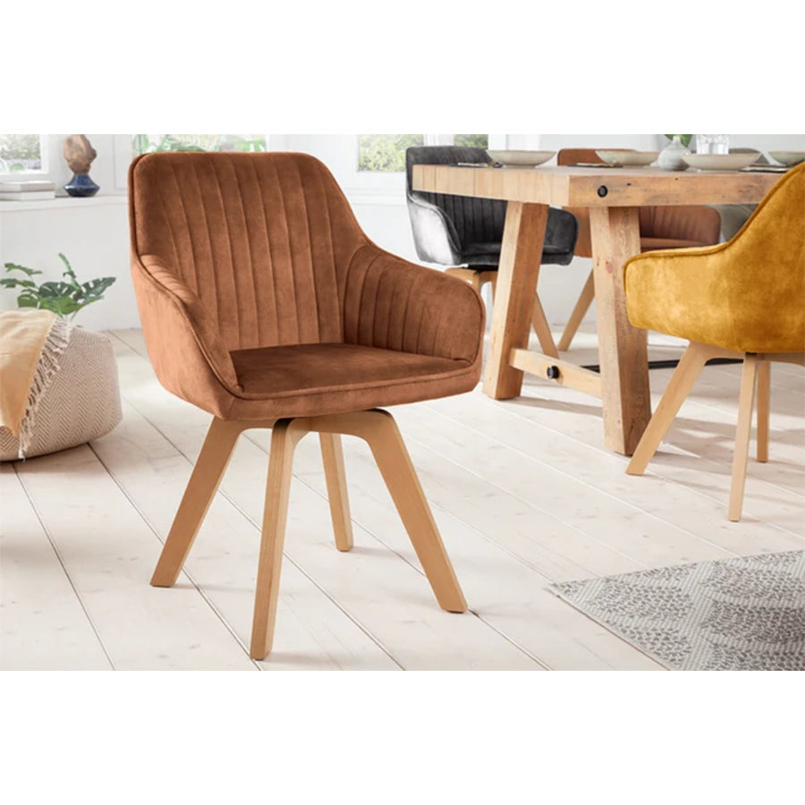 Scaun dining maro rotativ din catifea Livorno
