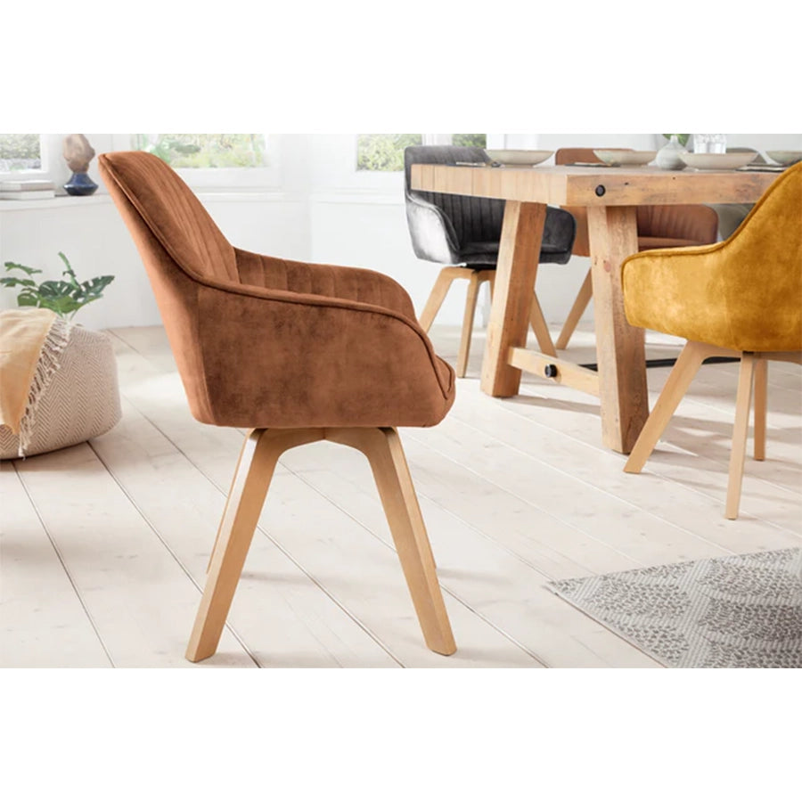 Scaun dining maro rotativ din catifea Livorno