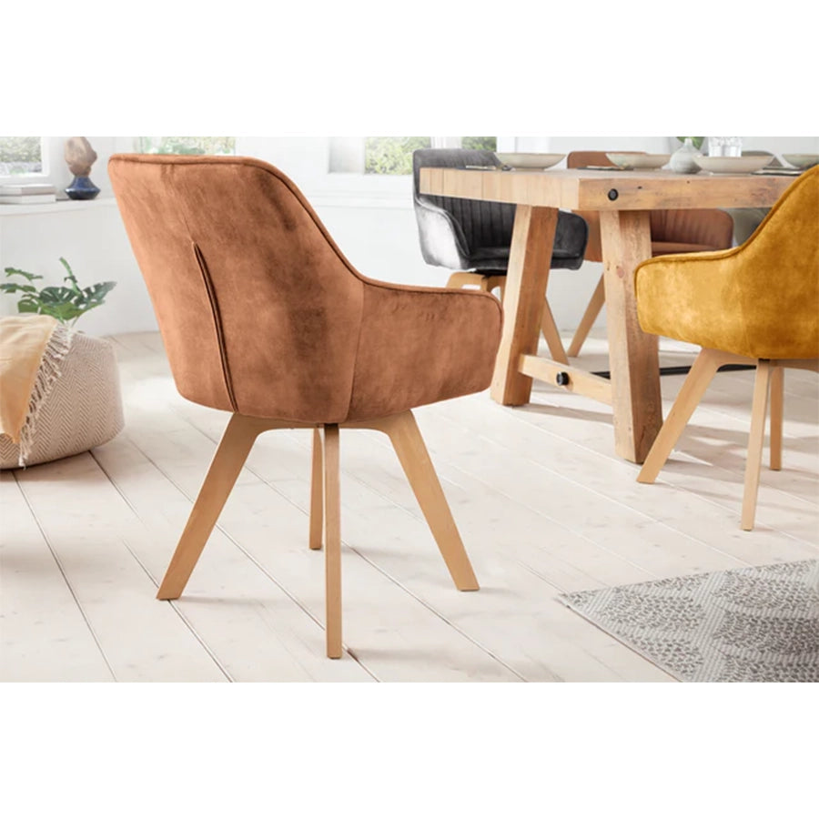 Scaun dining maro rotativ din catifea Livorno