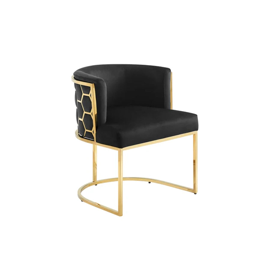 Scaun dining negru din catifea Elegance