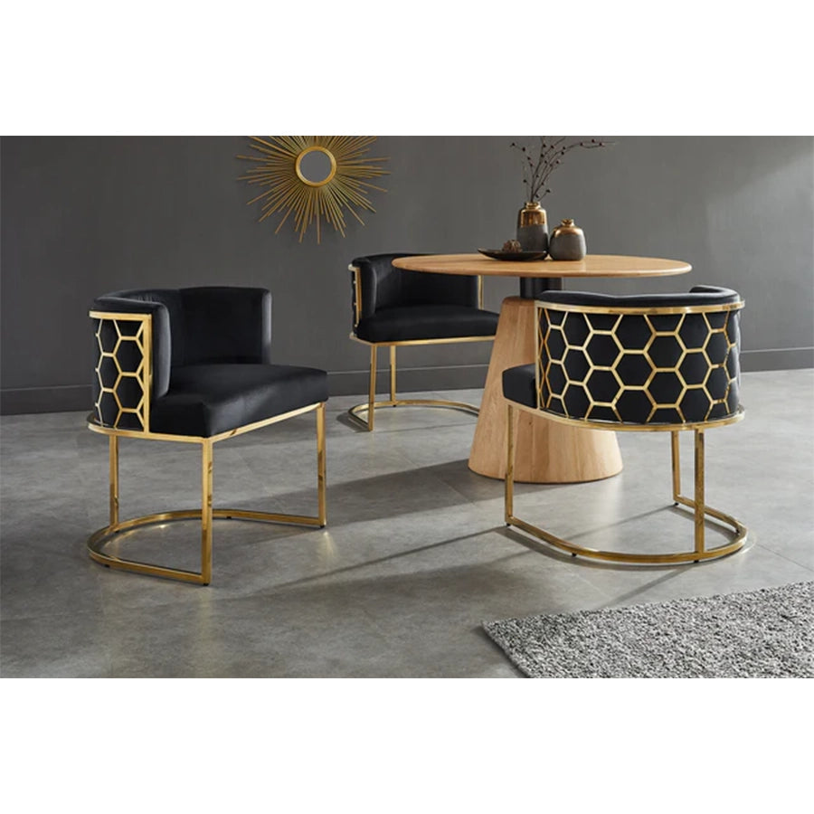 Scaun dining negru din catifea Elegance