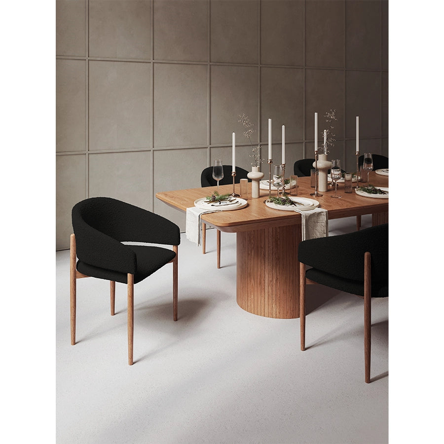 Scaun dining negru din material buclat Dua