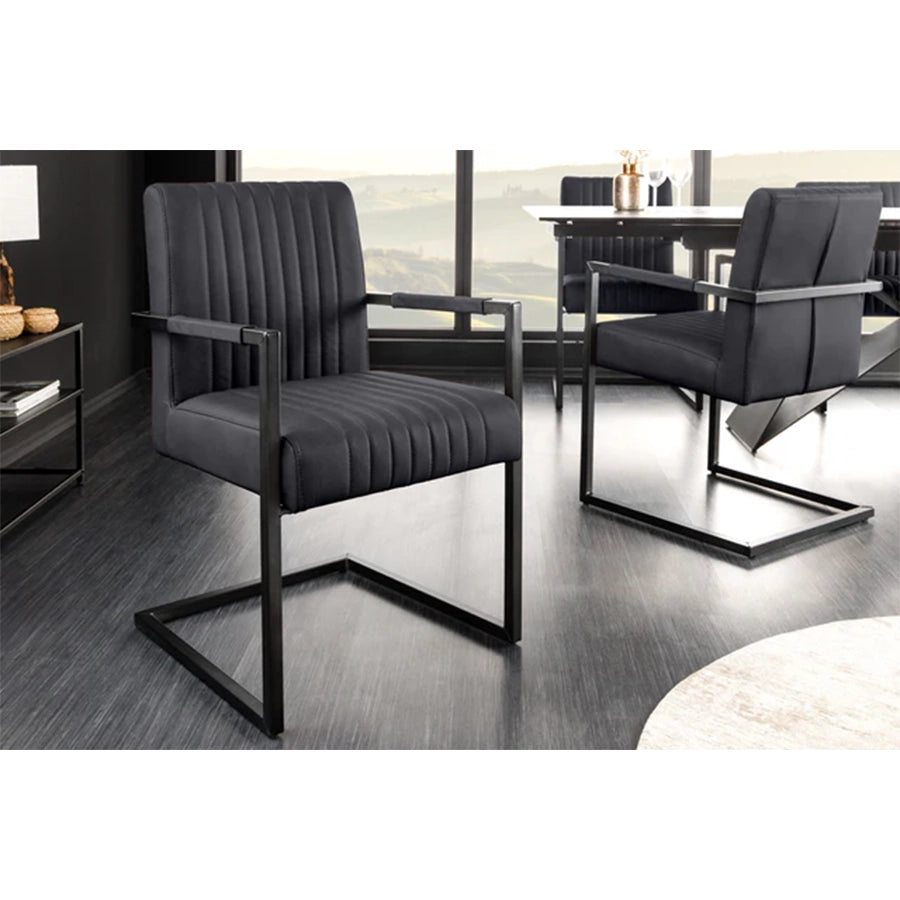 Scaun dining negru din piele Big Aston