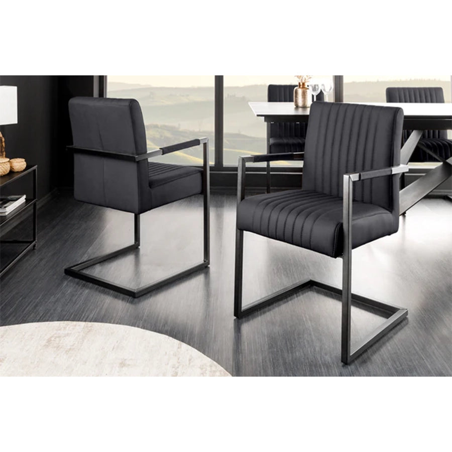 Scaun dining negru din piele Big Aston