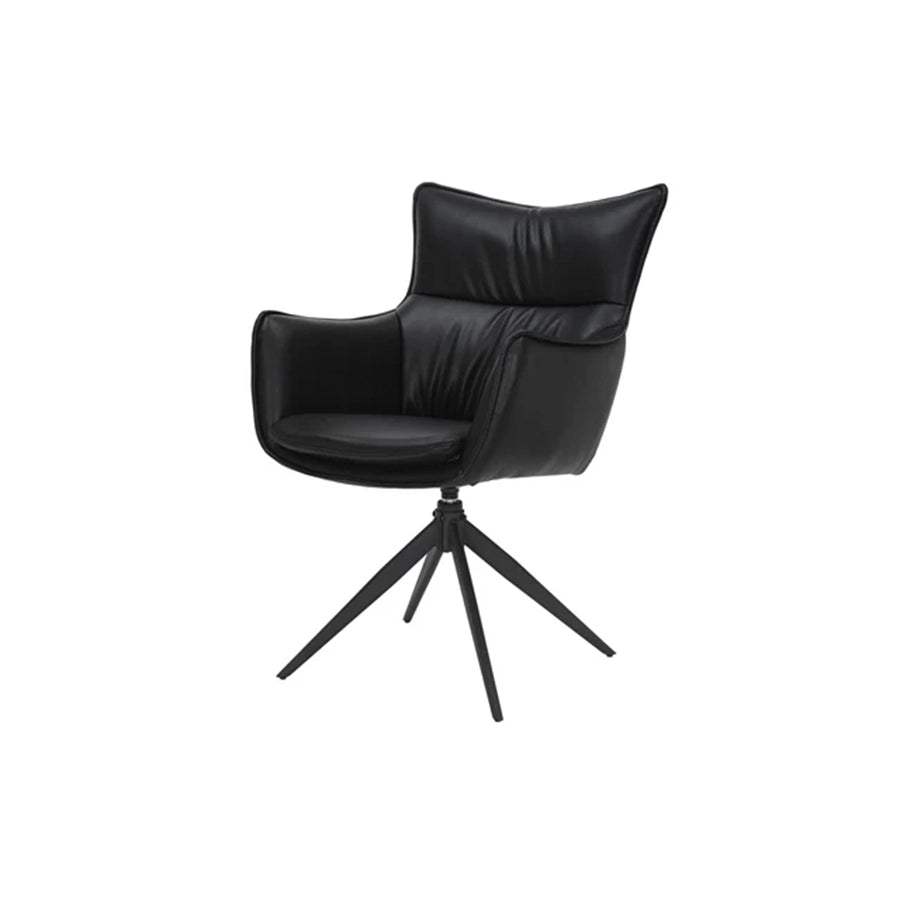 Scaun dining negru rotativ din poliuretan Vogue