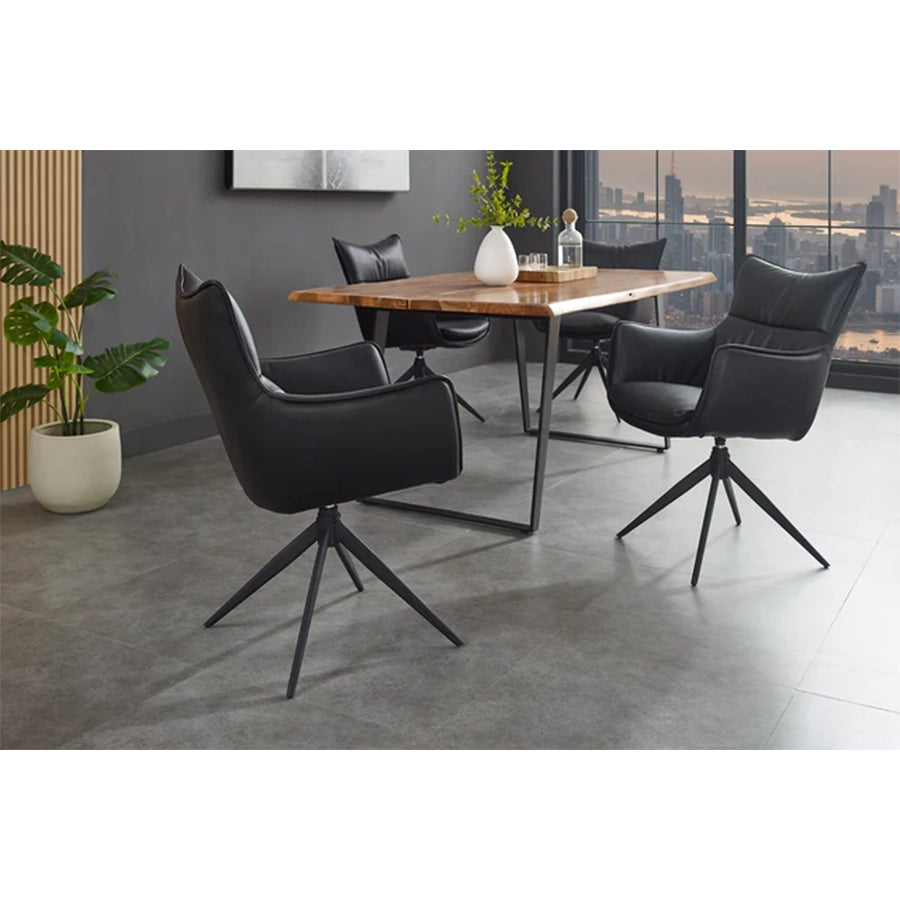 Scaun dining negru rotativ din poliuretan Vogue