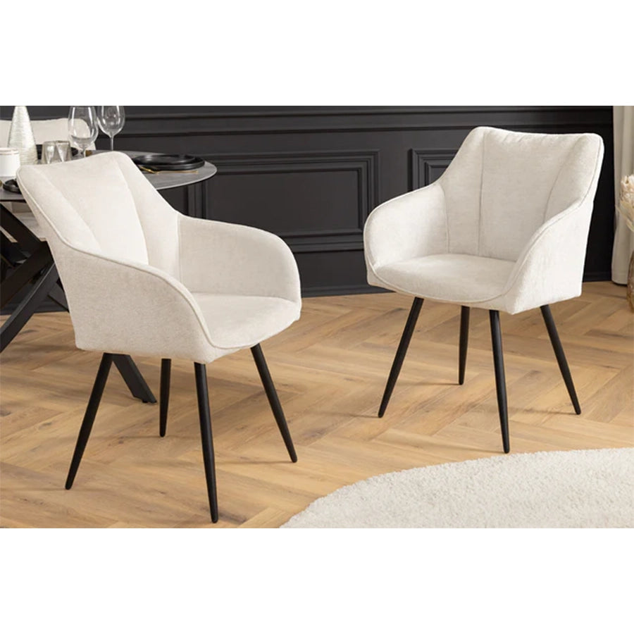 Scaun dining rotativ bej din chenille Avignon