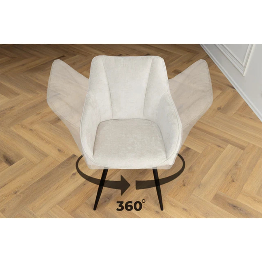 Scaun dining rotativ bej din chenille Avignon