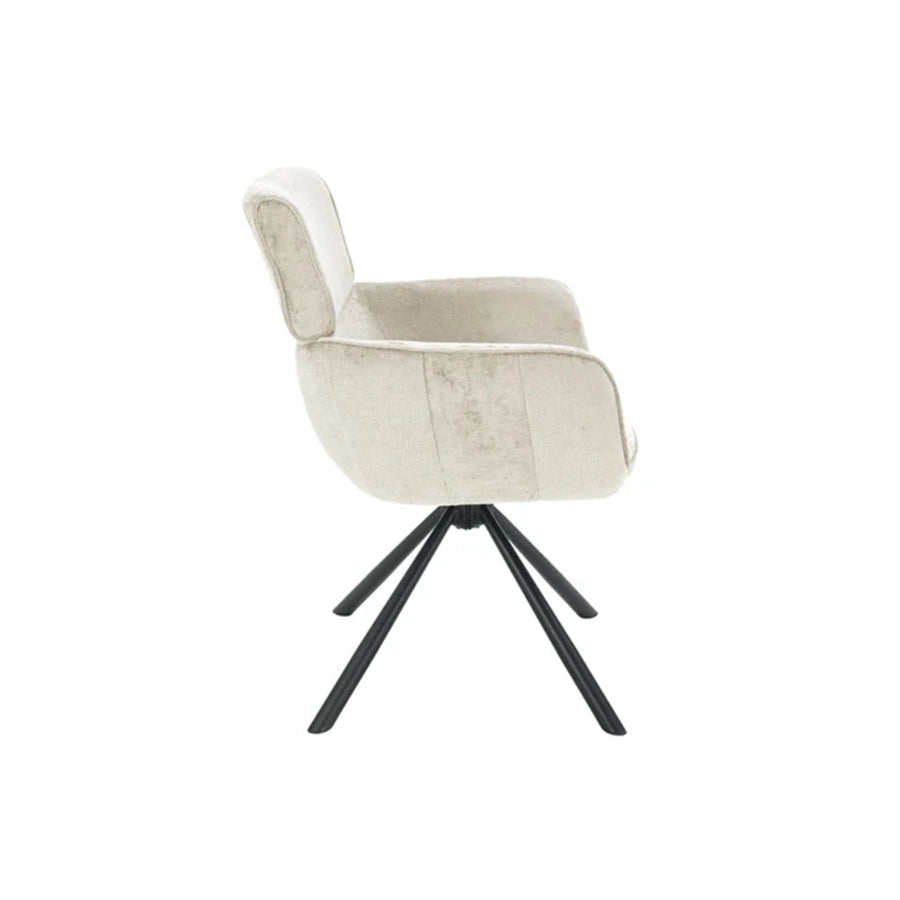 Scaun dining rotativ bej din chenille Unique