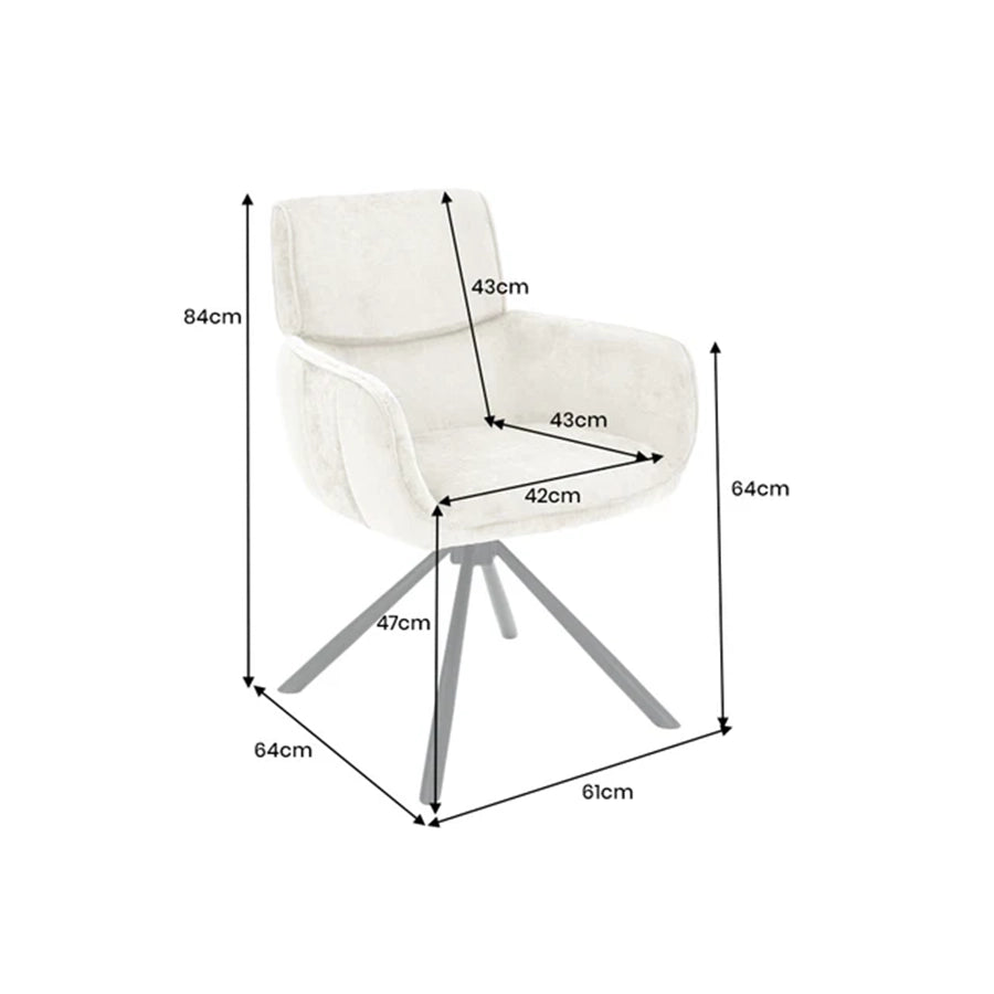 Scaun dining rotativ bej din chenille Unique