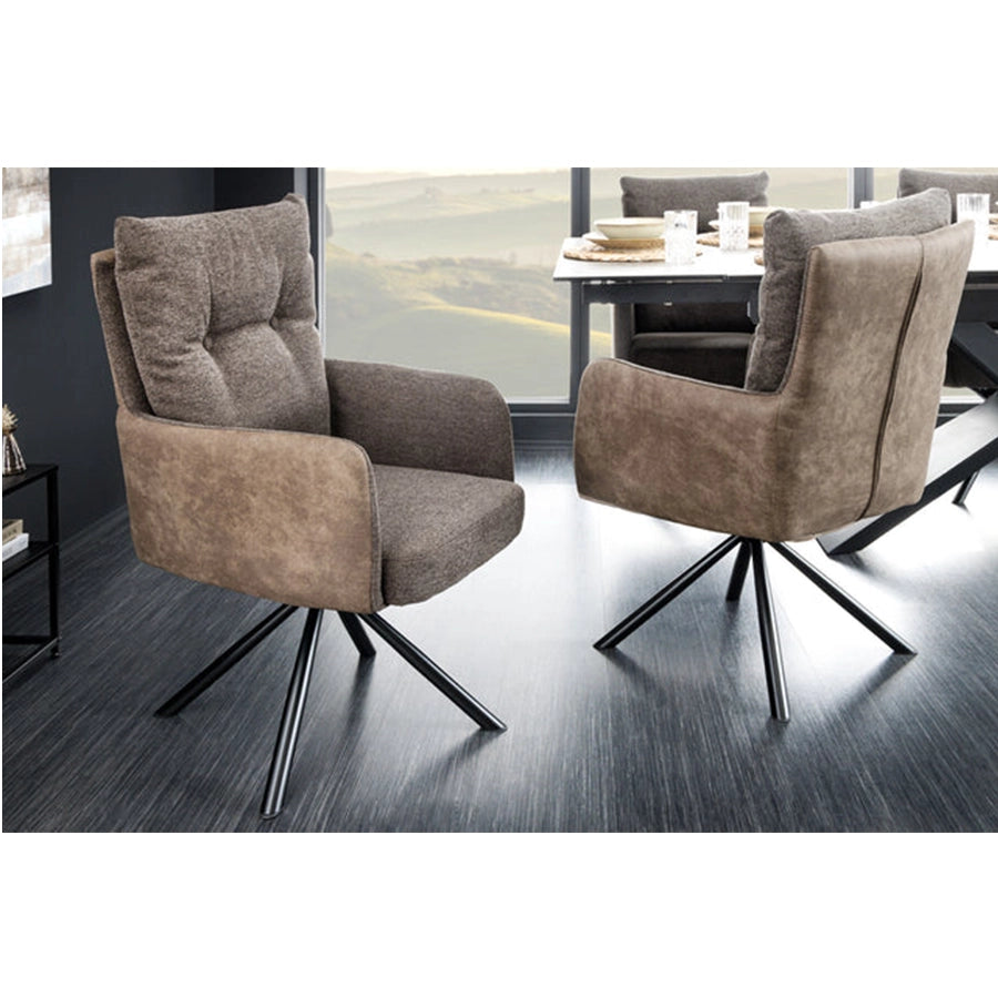 Scaun dining rotativ grej din microfibra Big George