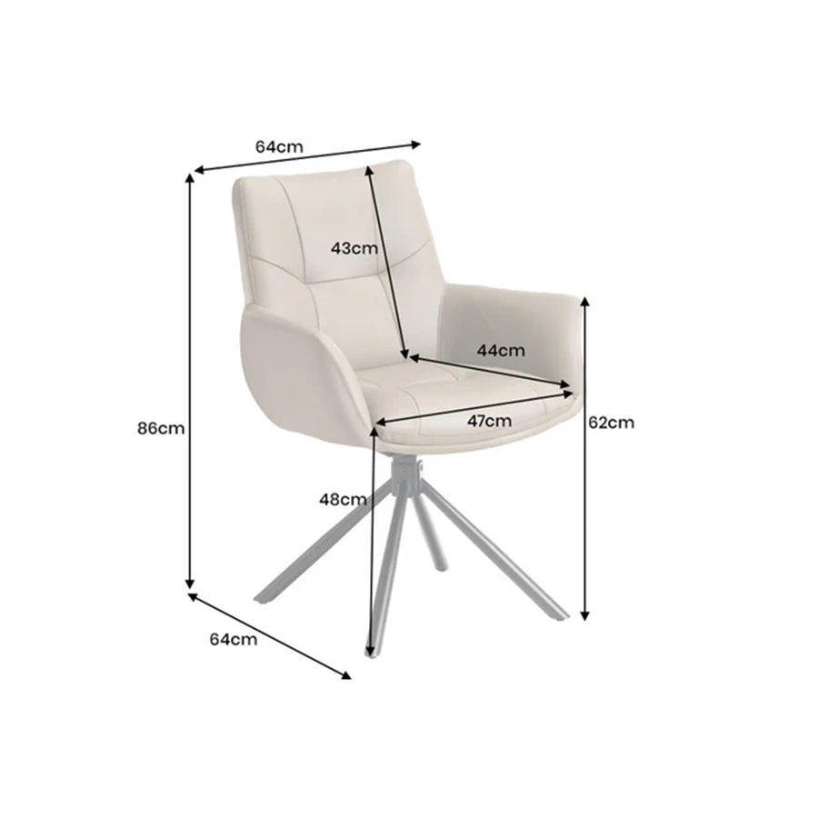 Scaun dining rotativ grej din piele Signature