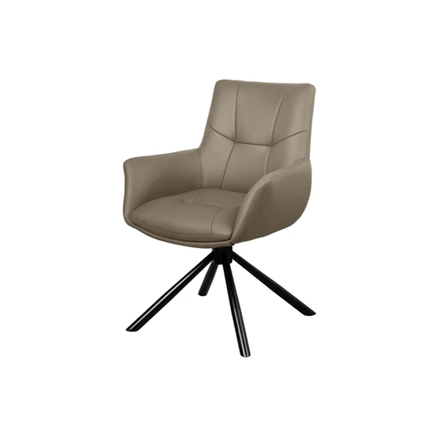 Scaun dining rotativ grej din piele Signature