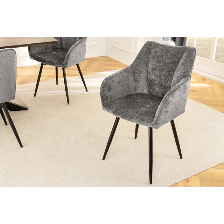 Scaun dining rotativ gri din chenille Avignon