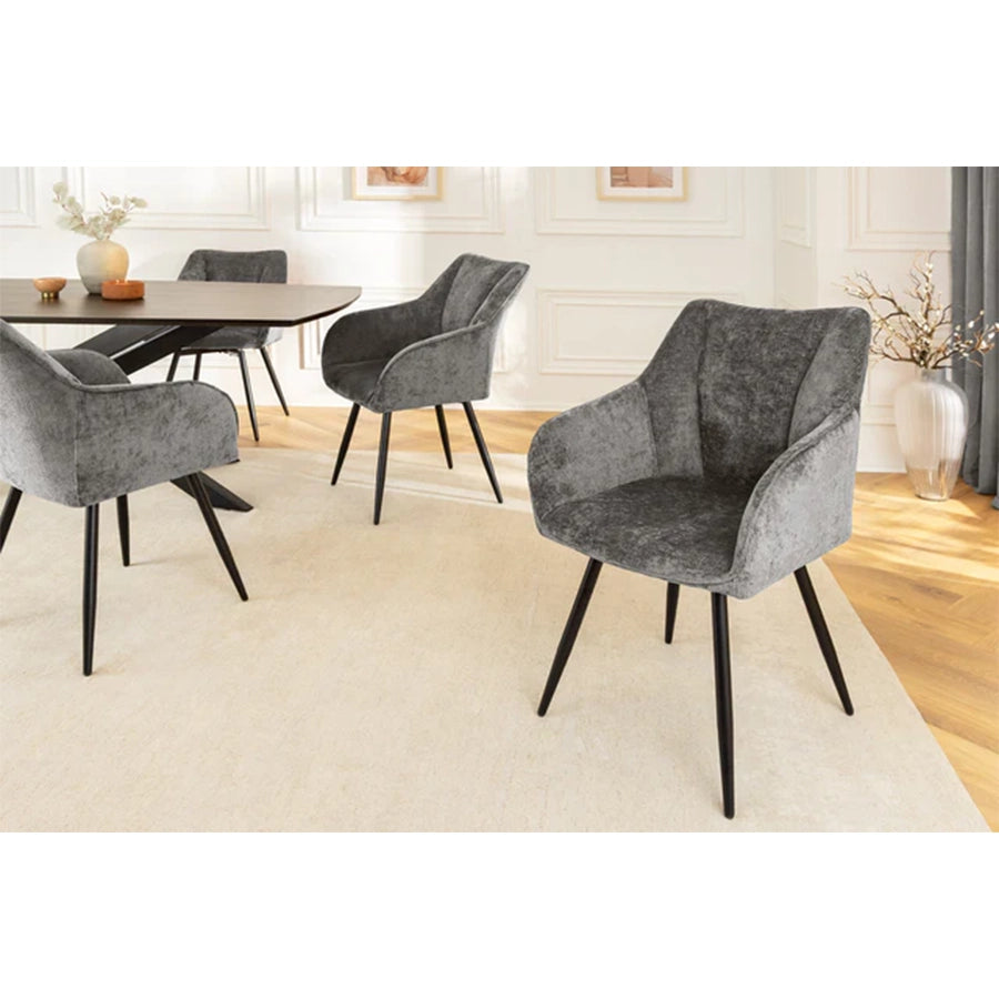 Scaun dining rotativ gri din chenille Avignon