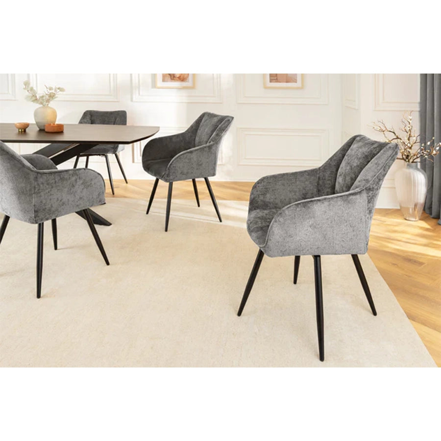 Scaun dining rotativ gri din chenille Avignon