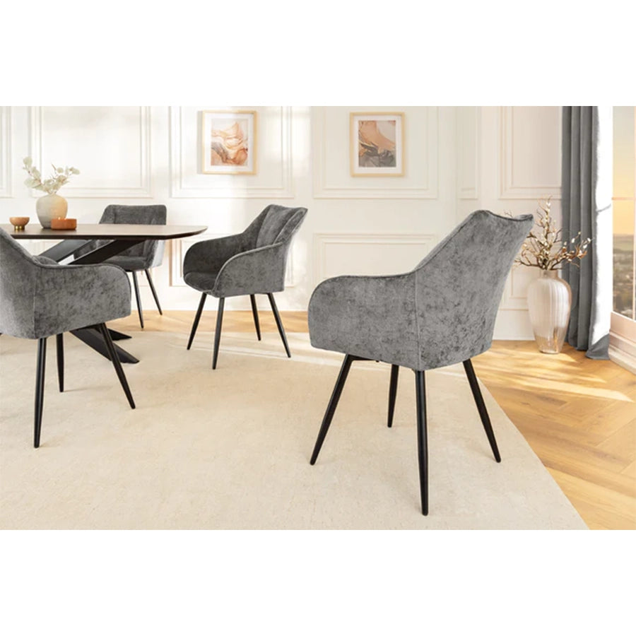 Scaun dining rotativ gri din chenille Avignon