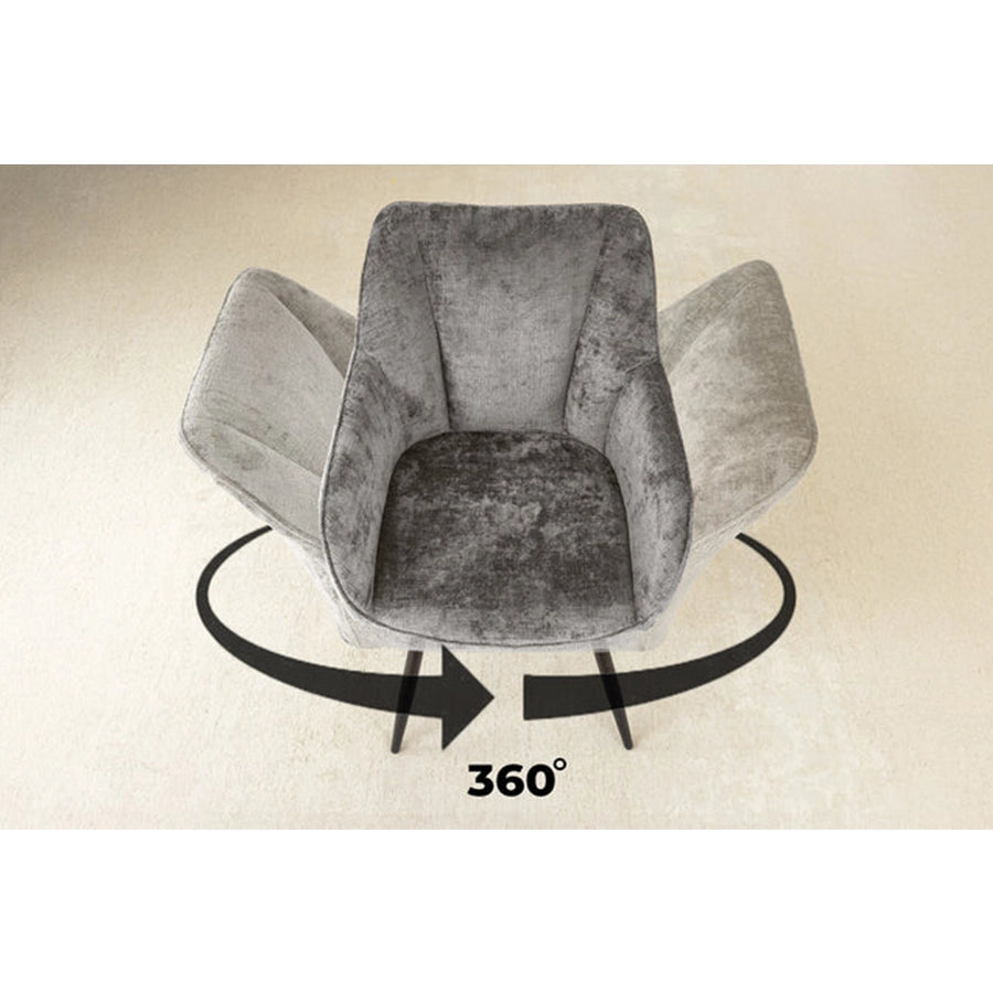 Scaun dining rotativ gri din chenille Avignon