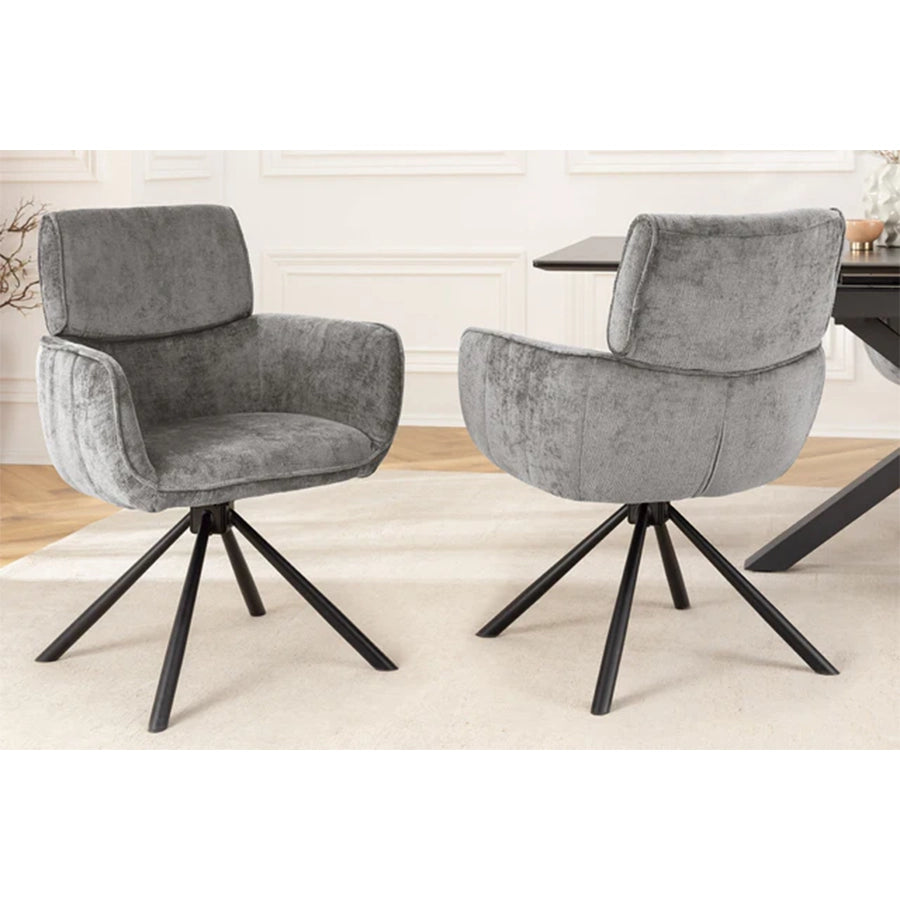 Scaun dining rotativ gri din chenille Unique