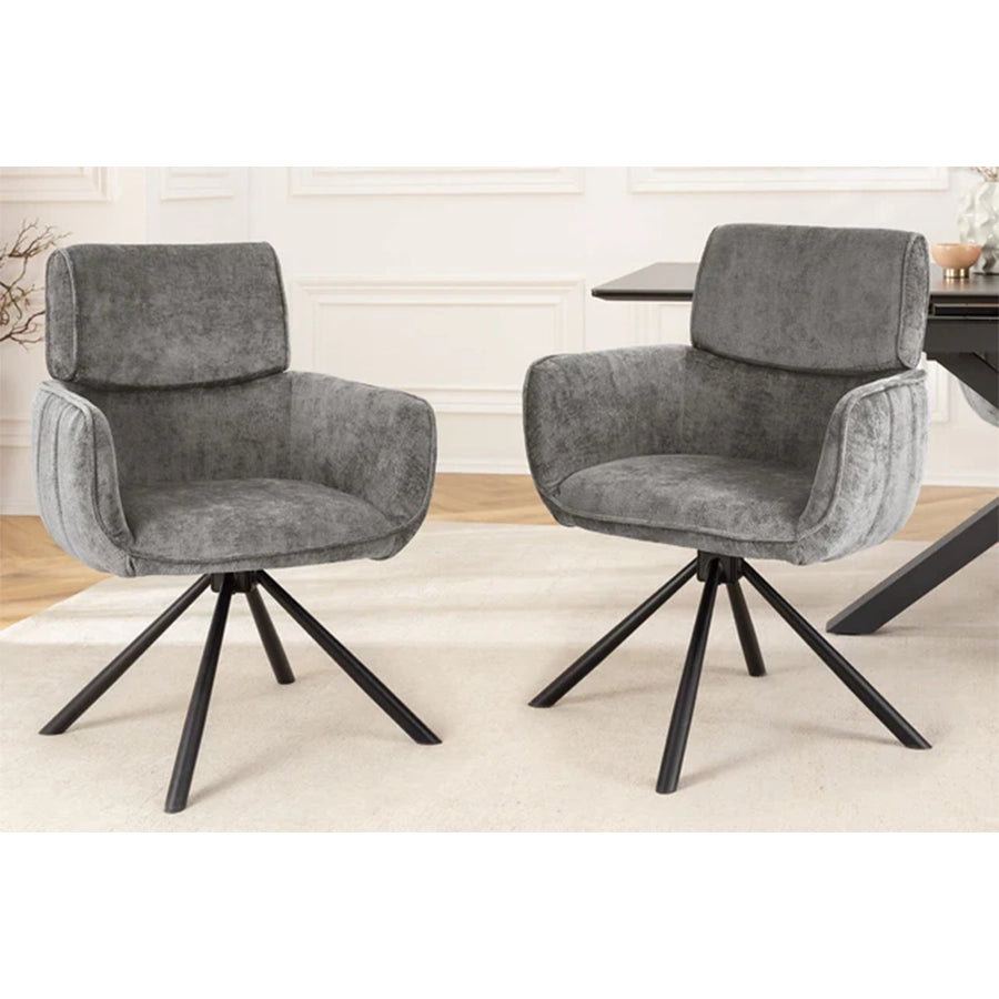 Scaun dining rotativ gri din chenille Unique
