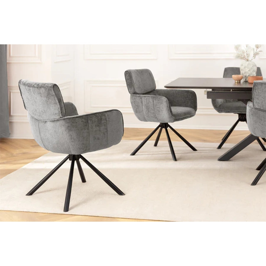 Scaun dining rotativ gri din chenille Unique
