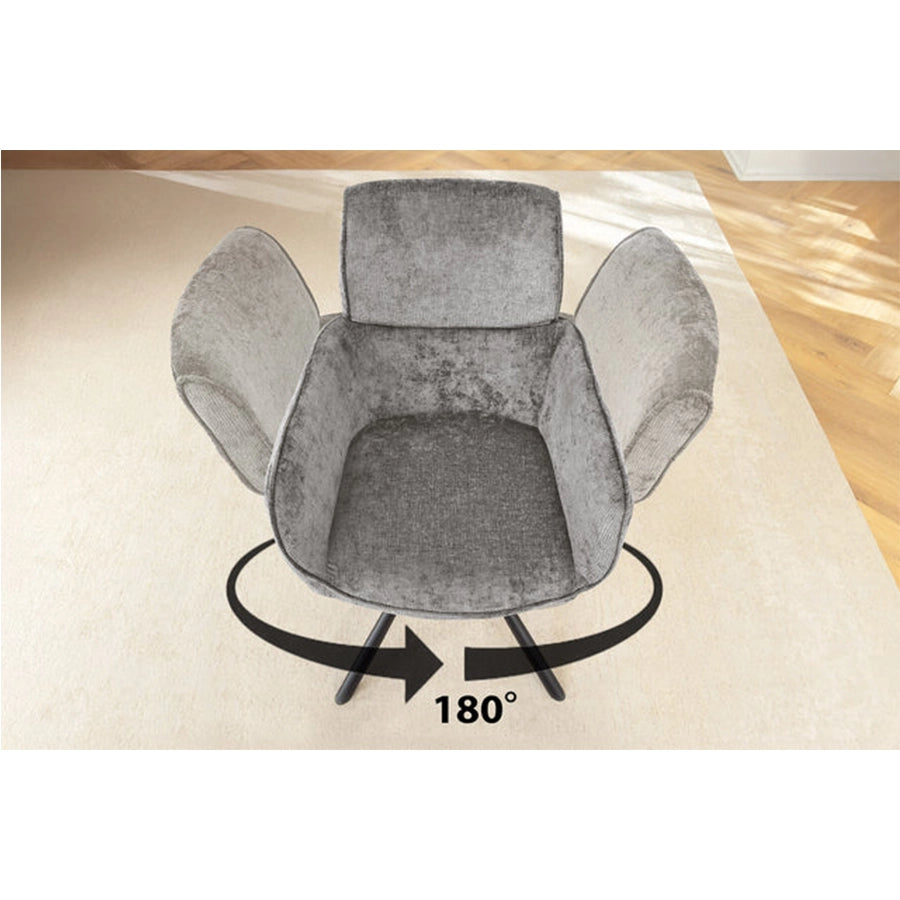 Scaun dining rotativ gri din chenille Unique