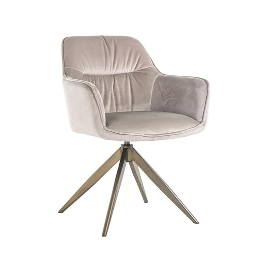 Scaun dining rotativ kaki din catifea Aline