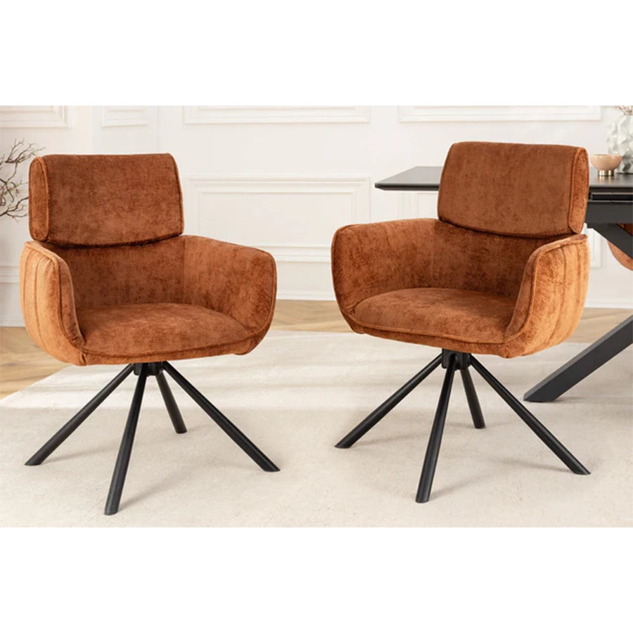 Scaun dining rotativ maro din chenille Unique
