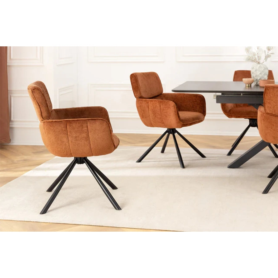 Scaun dining rotativ maro din chenille Unique