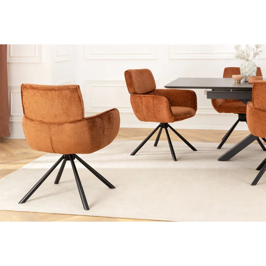 Scaun dining rotativ maro din chenille Unique
