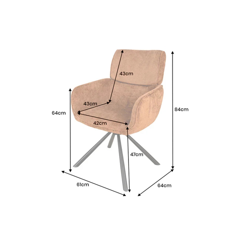 Scaun dining rotativ maro din chenille Unique